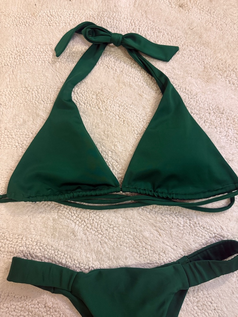 Green Halter Triangle Bikini Set - Women Swim